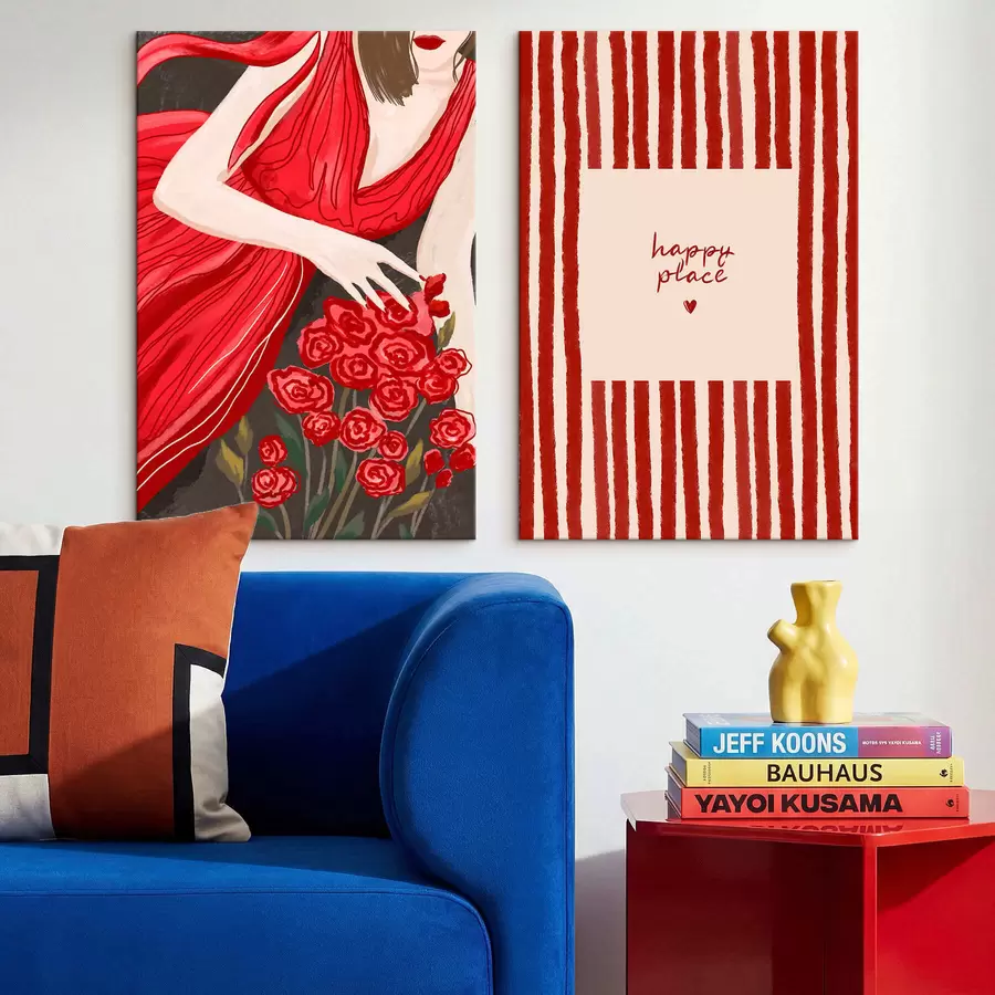 Pilt Naine rooside ja punase mustriga m30107