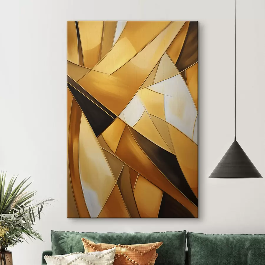 Pilt Abstraktsed geomeetrilised kujundid oranži, pruuni ja valge toonides, õhukeste kontuuridega tekstuurse taustaga s47863