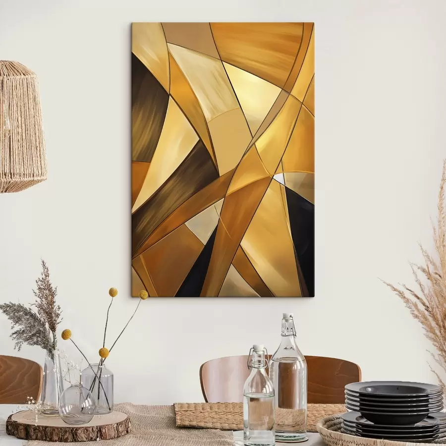 Pilt Abstraktsed geomeetrilised kujundid oranži, pruuni ja valge toonides, õhukeste kontuuridega tekstuurse taustaga s47864