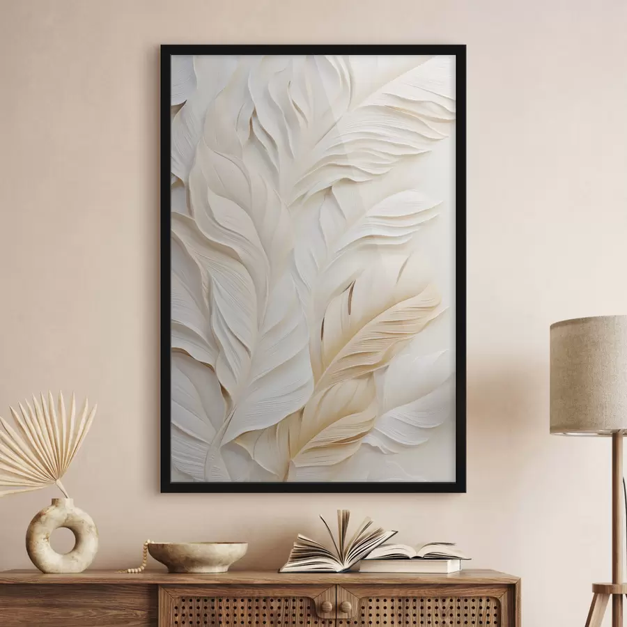 Fototapeedid Kreemikarva suled, mis üksteisega kattuvad, pehme, heleda taustaga f47884