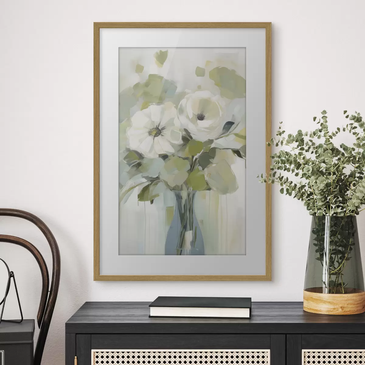 Plakat Lilled vaasis imitatsioonmaal f48167