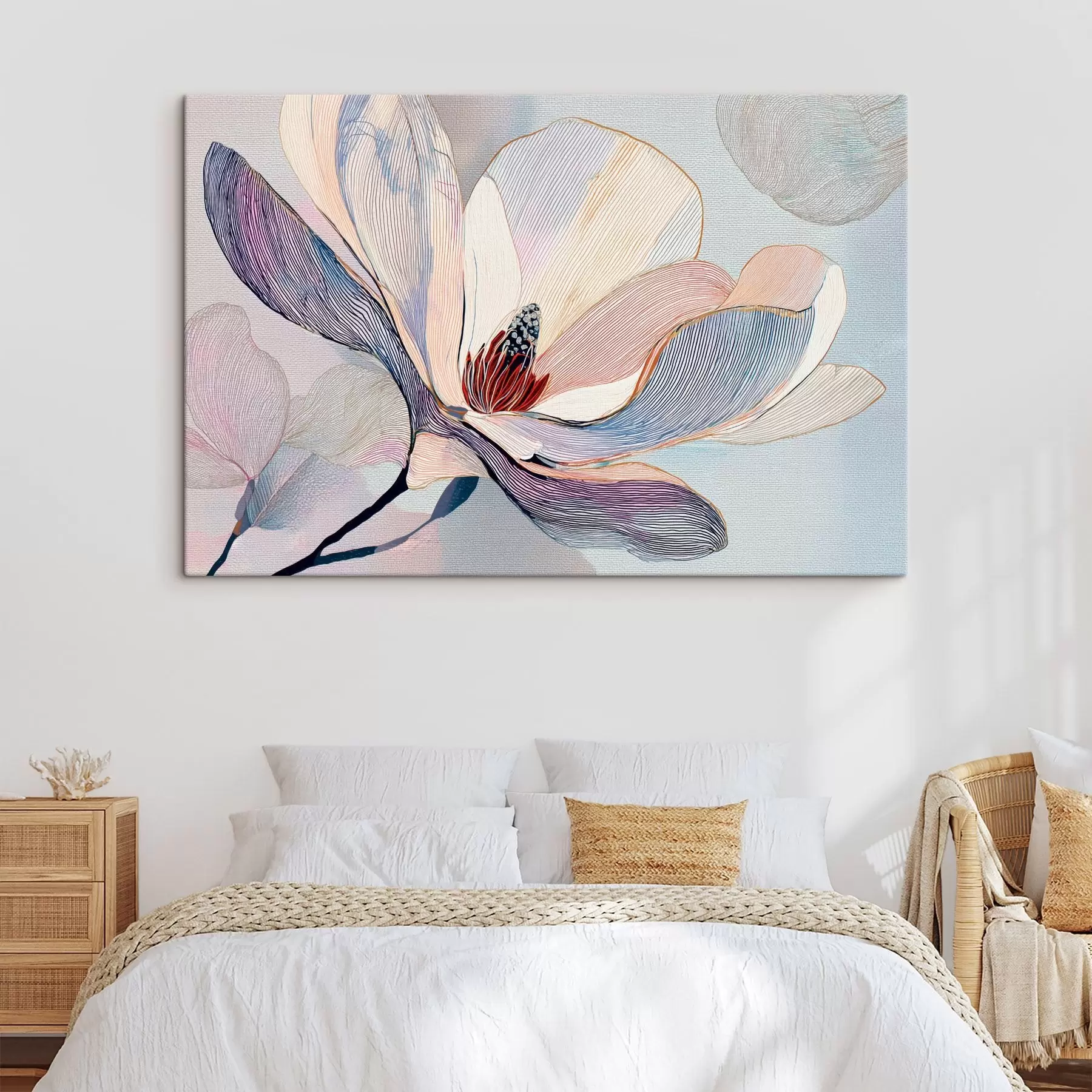 Fototapeedid Stiliseeritud magnoliaõied peenete kontuuridega s47968