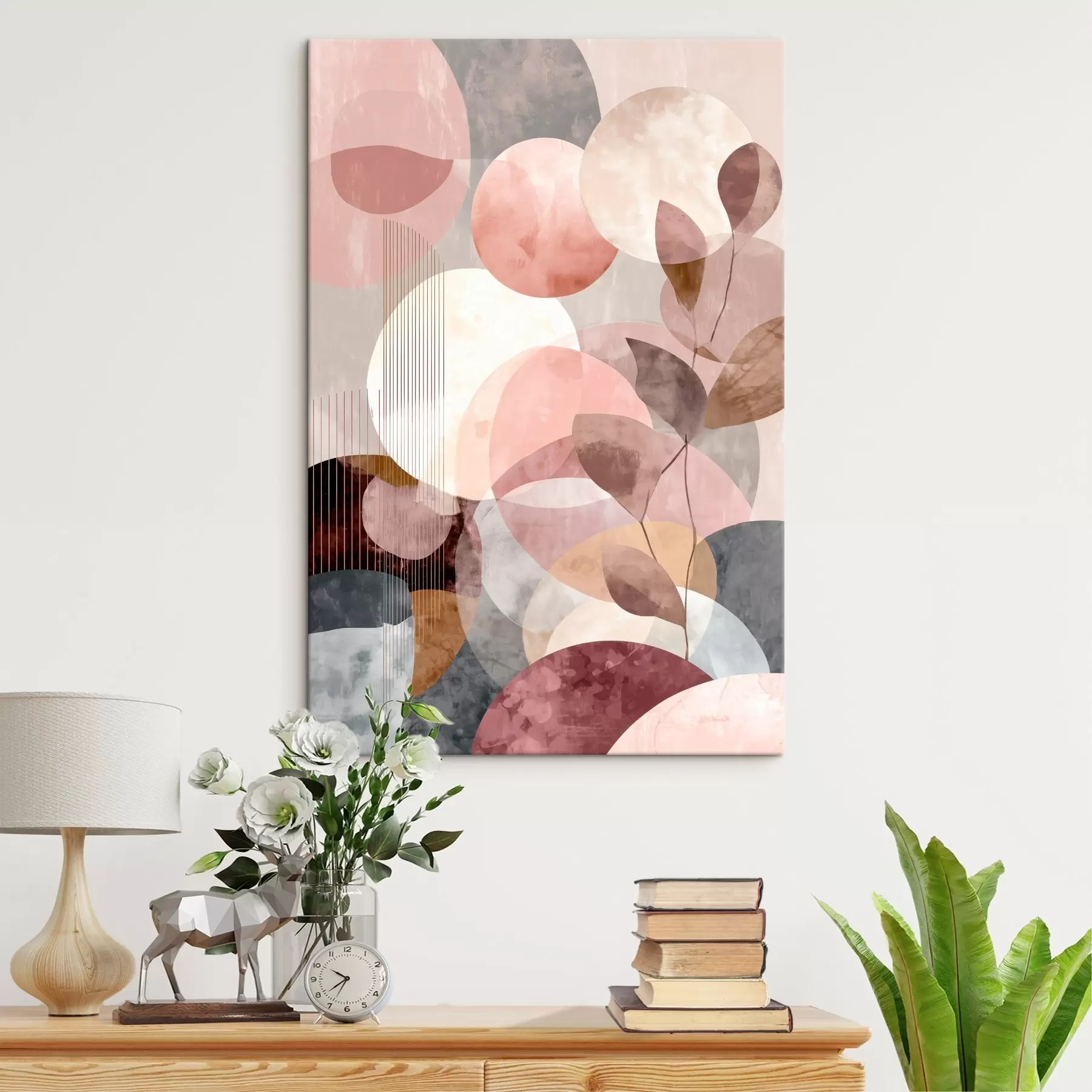 Pilt Geomeetrilised kujundid ja botaanilised elemendid modernses minimalistlikus stiilis s47975