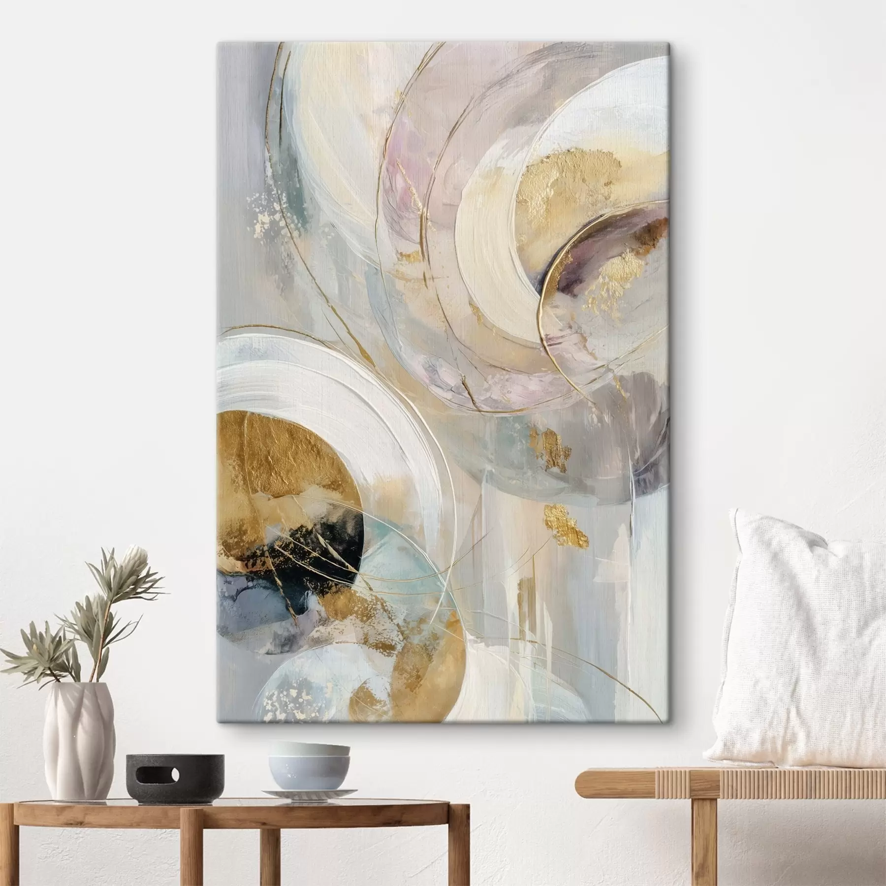 Pilt Kompositsioon kihiliste ringikujuliste elementide ja värvipintseldustega s47983