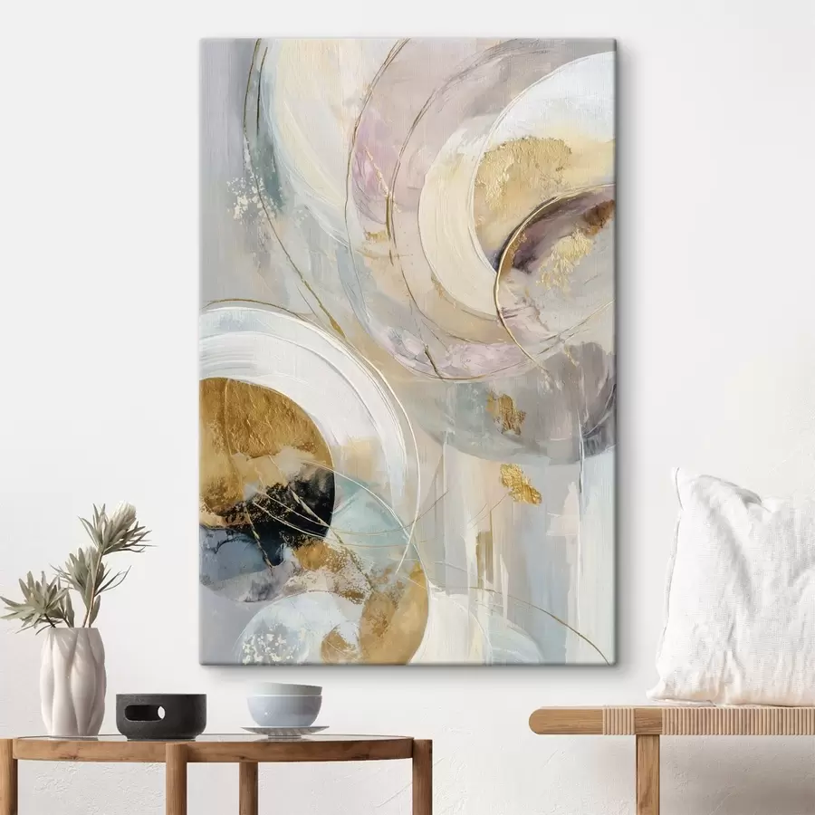 Pilt Kompositsioon kihiliste ringikujuliste elementide ja värvipintseldustega s47983