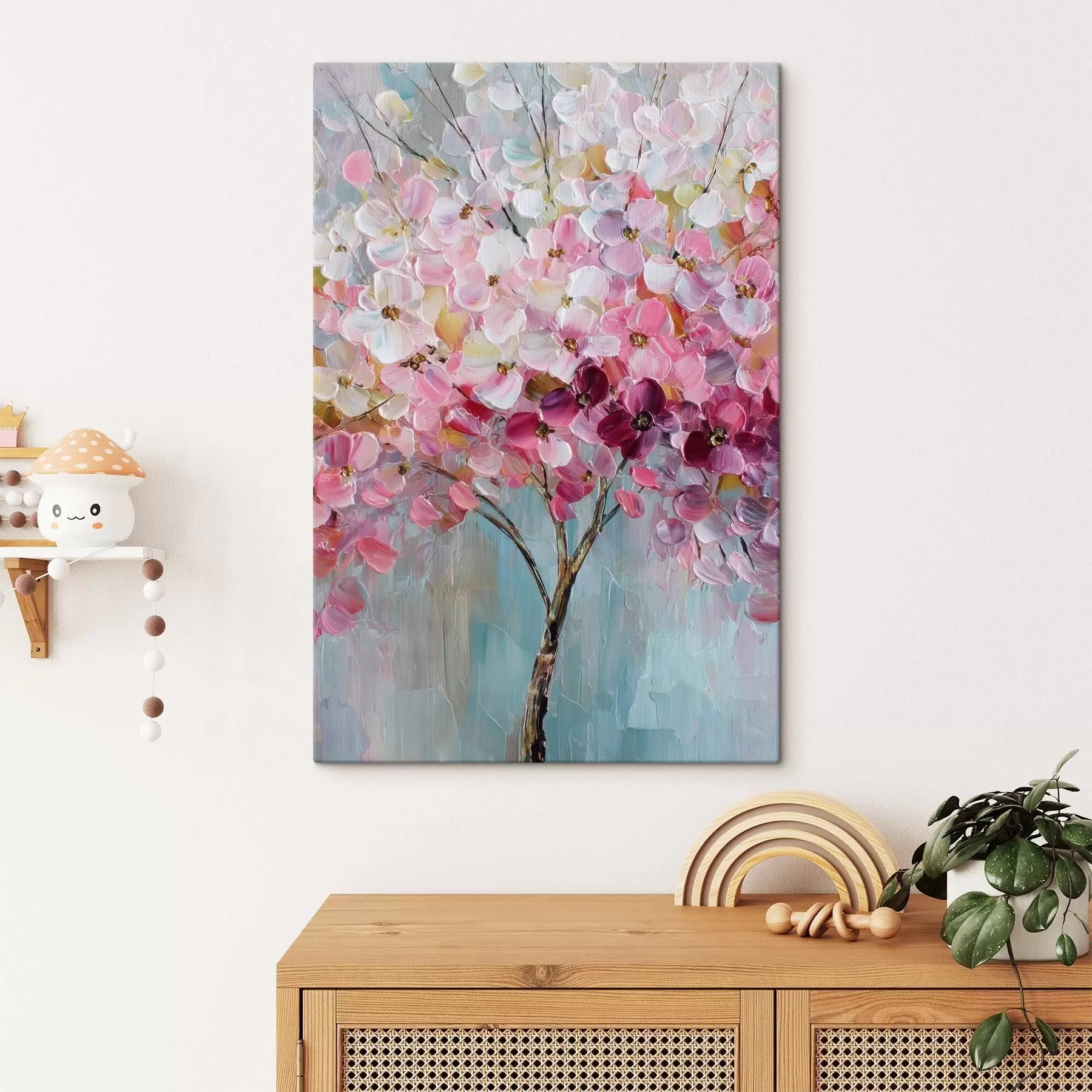 Pilt Õrnad roosad õied selge taeva taustal s47988