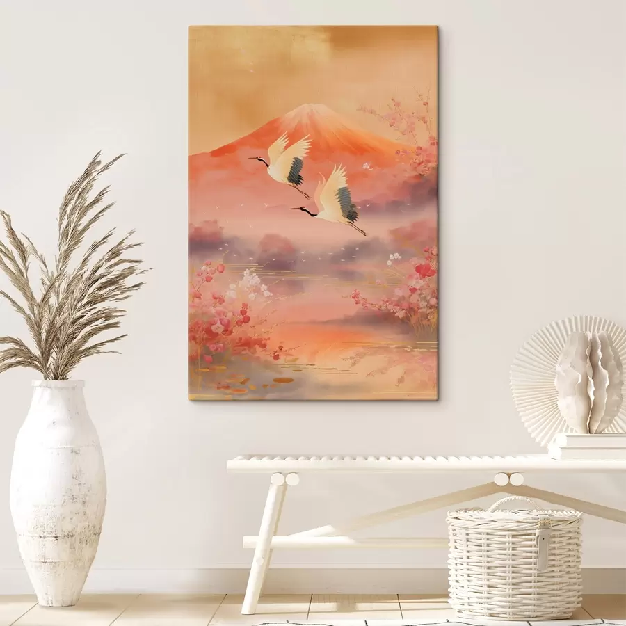 Pilt Traditsiooniline idamaine motiiv kirsiõite ja kraanidega s47991