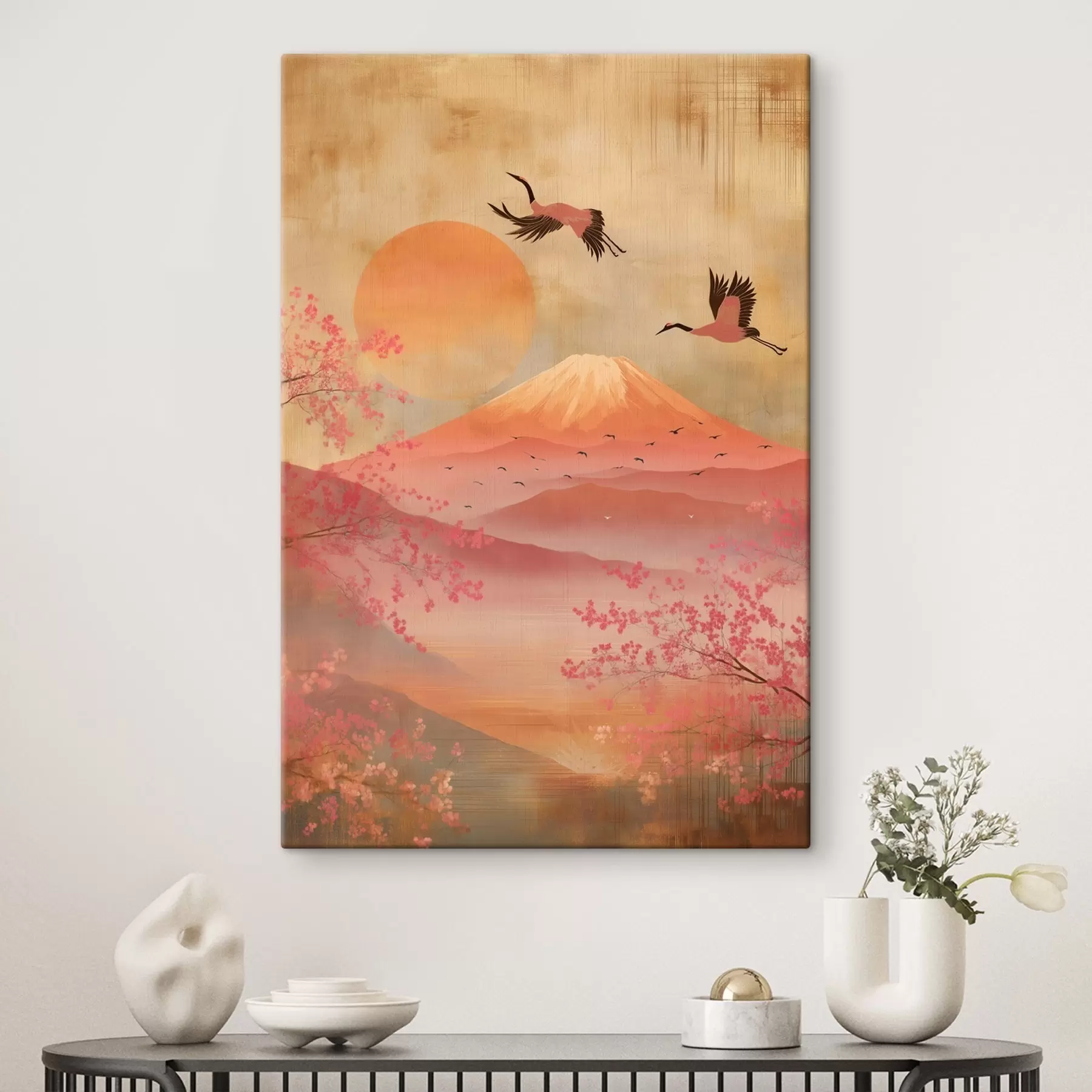 Pilt Kraanad päikese ja mägede taustal: illustratsioon digitaalkunstistiilis s47992