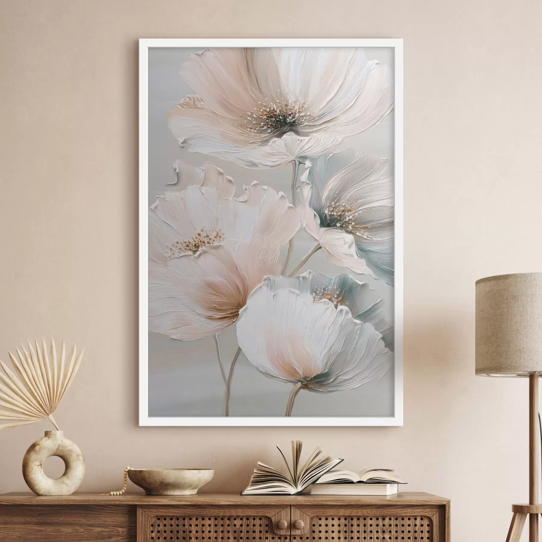 Fototapeedid Lilleline kompositsioon tekstuuriga pintslitõmmetega beež-roosa värvipalettis f47961