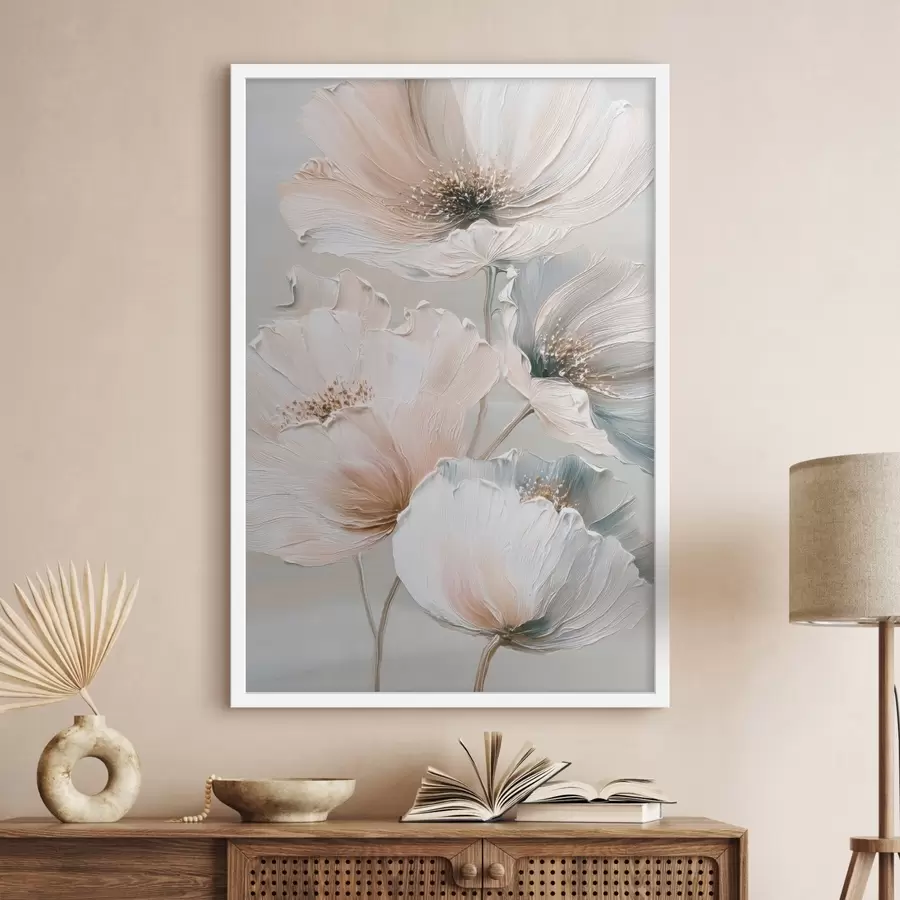 Fototapeedid Lilleline kompositsioon tekstuuriga pintslitõmmetega beež-roosa värvipalettis f47961