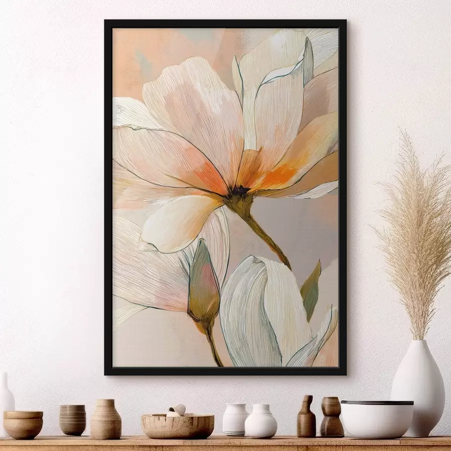 Fototapeedid Lilleseade virsiku- ja sinistes toonides f47969