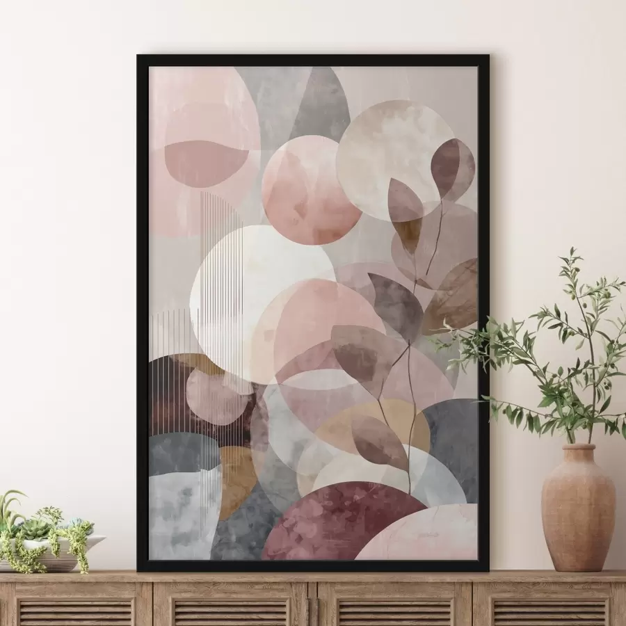 Fototapeedid Geomeetrilised kujundid ja botaanilised elemendid modernses minimalistlikus stiilis f47975