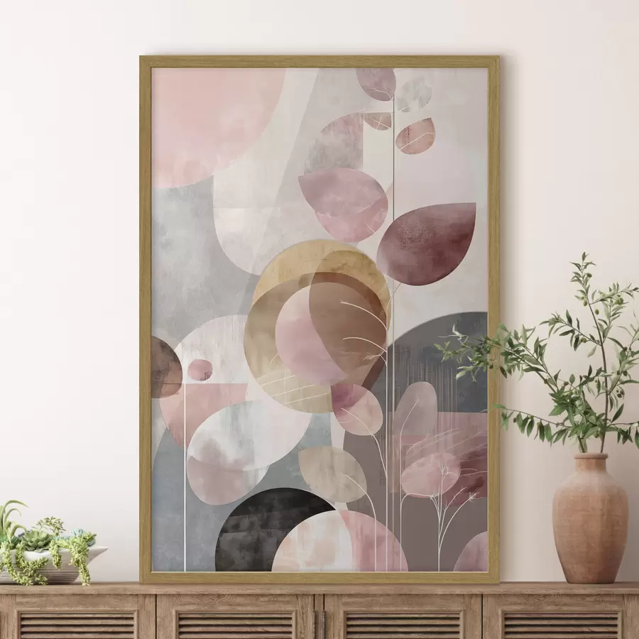 Fototapeedid Minimalistlikus stiilis lillekunst beež-roosa toonides f47976
