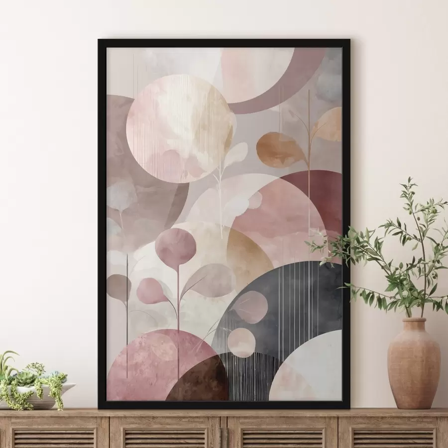 Fototapeedid Läbipaistvate ringide ja stiliseeritud okste kompositsioon f47978