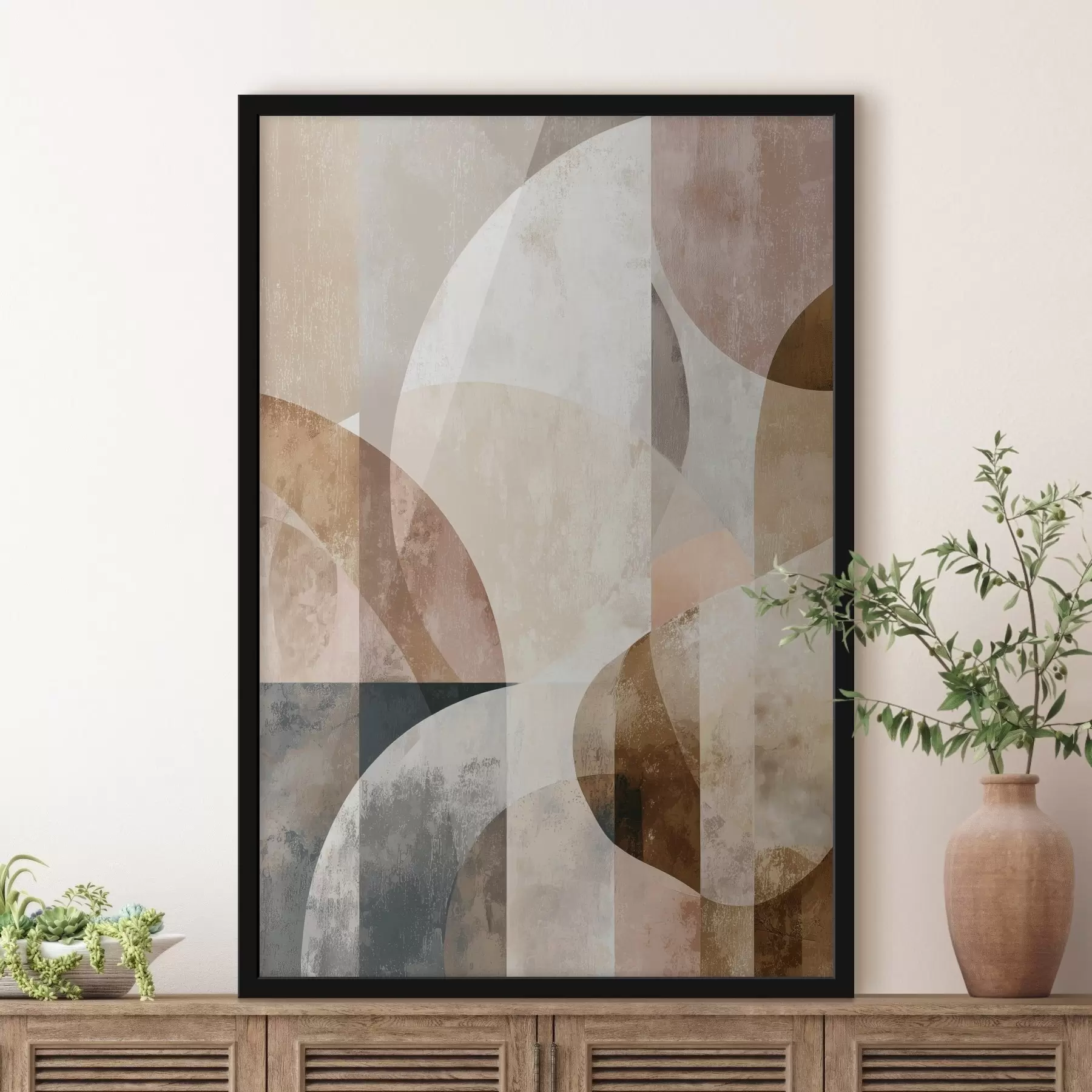 Fototapeedid Kaasaegne kompositsioon ringikujuliste vormide ja vertikaalsete joontega f47980