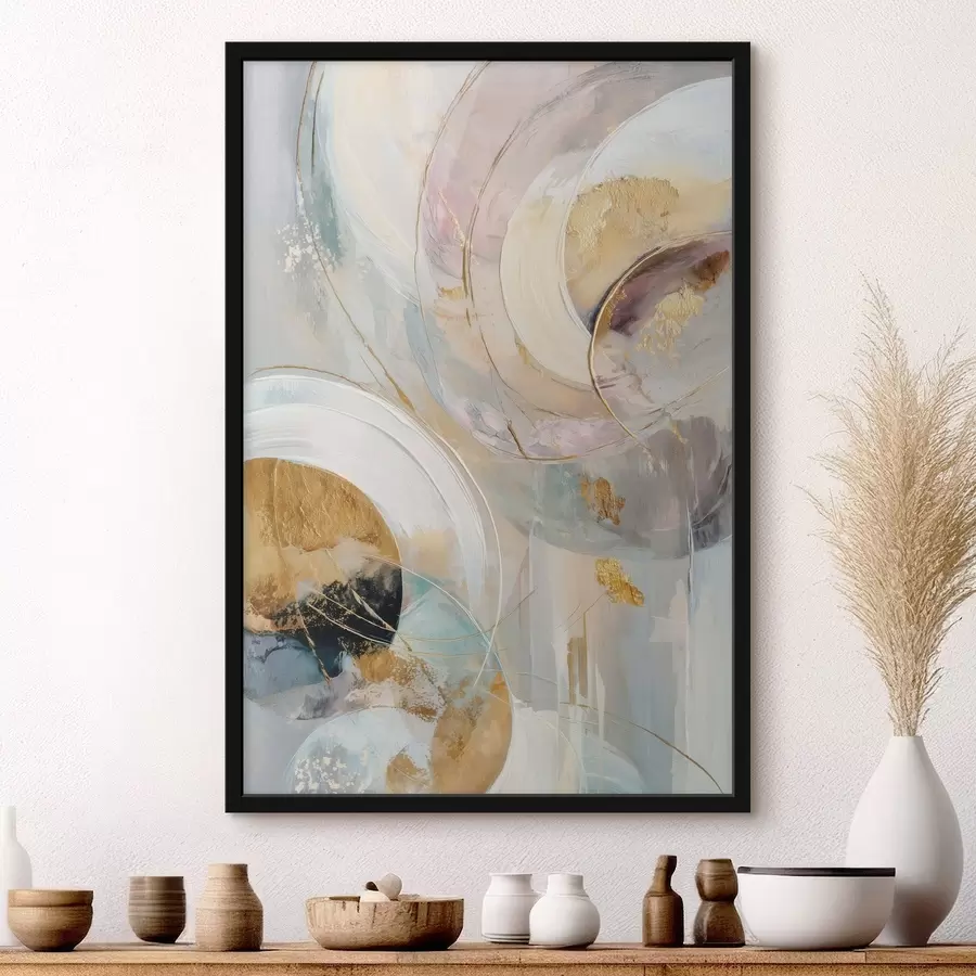 Fototapeedid Kompositsioon kihiliste ringikujuliste elementide ja värvipintseldustega f47983