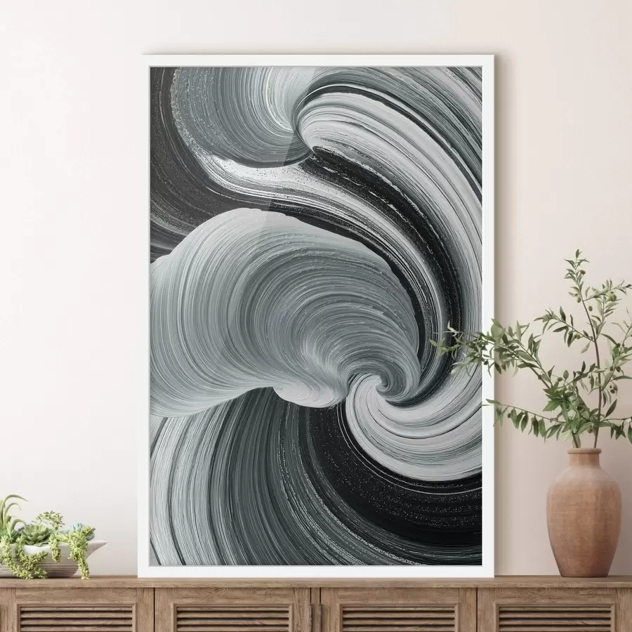 Fototapeedid Liikumise energia: must-valge abstraktne õlimaalistiilis f47990