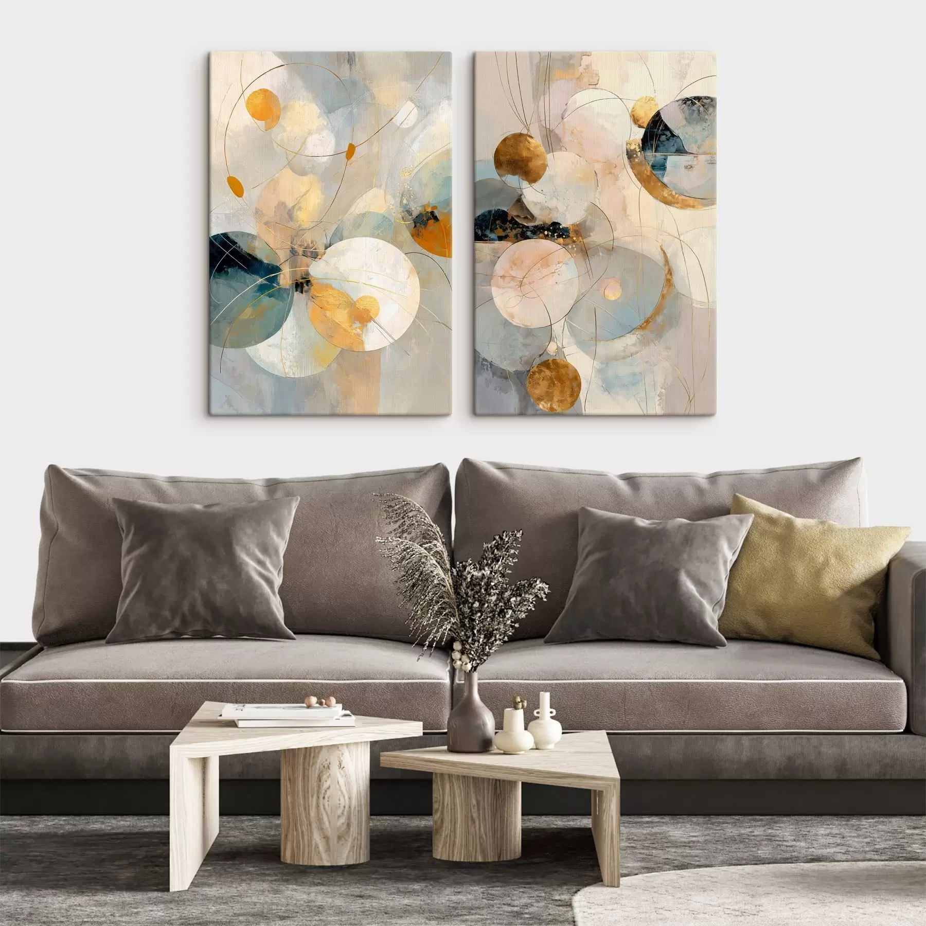 Fototapeedid Dekoratiivne kunst sinise-kreemika toonides pehme valguse efektiga m30039