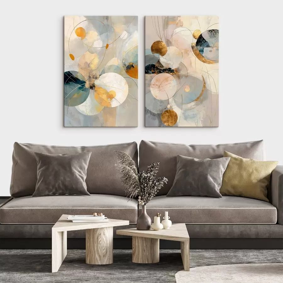 Fototapeedid Dekoratiivne kunst sinise-kreemika toonides pehme valguse efektiga m30039