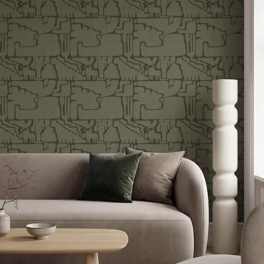 Fototapeedid Abstraktne orgaaniline muster rohelistes toonides a01122