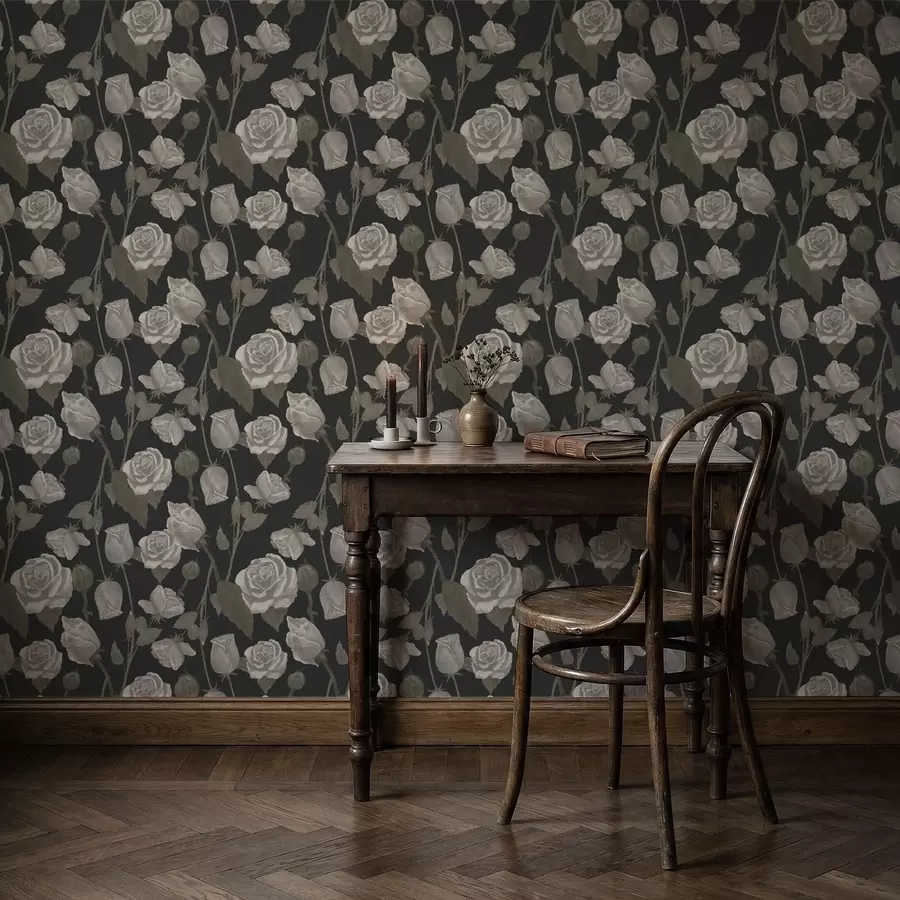 Fototapeedid Lillemustriga roosid tumedal taustal a01123