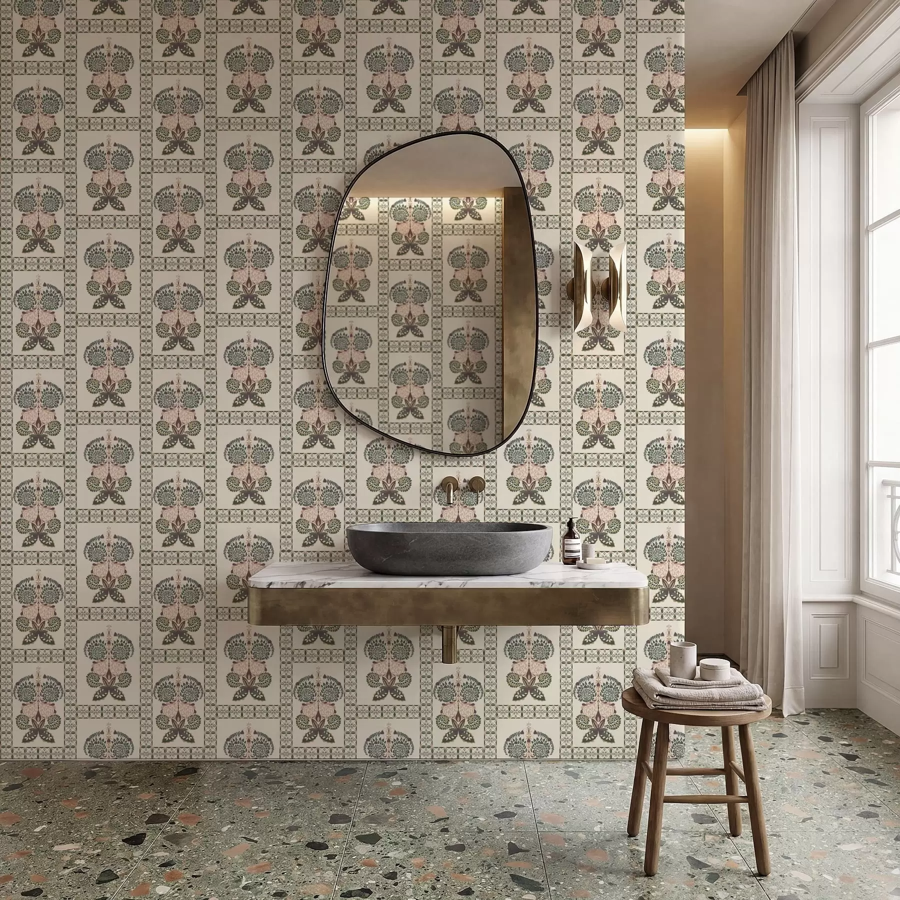 Fototapeedid Dekoratiivne muster liblikate ja lilledega a01125