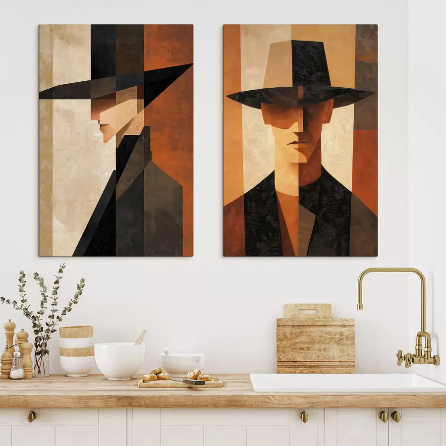 Pilt Geomeetriline portree mütsiga mehest m30157