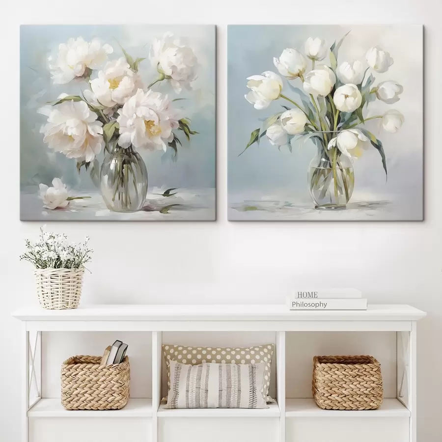 Fototapeedid Lillede kimp vaasis, imitatsioonmaal m30167