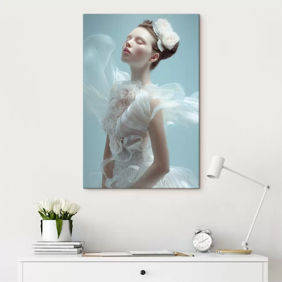 Pilt õrn tüdruk valges kleidis s48287