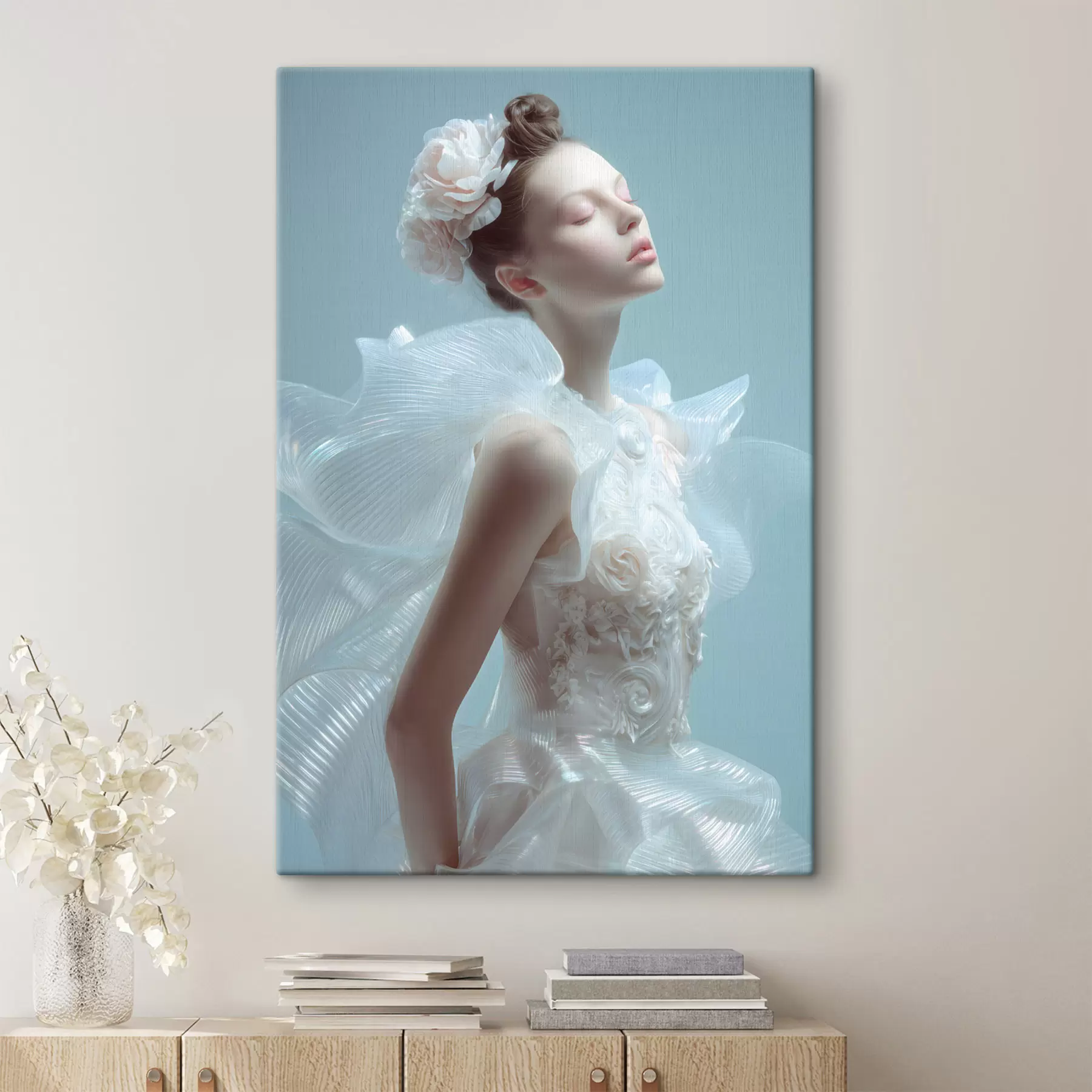 Pilt õrn tüdruk valges kleidis s48288