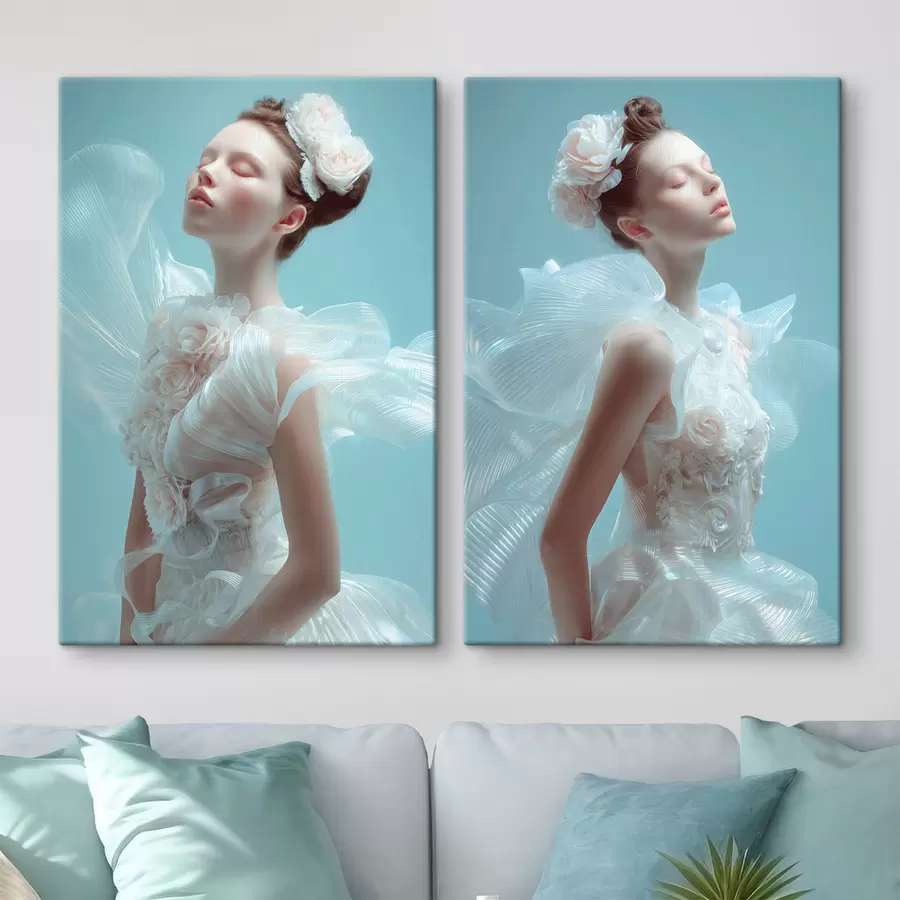 Fototapeedid õrn tüdruk valges kleidis m30175