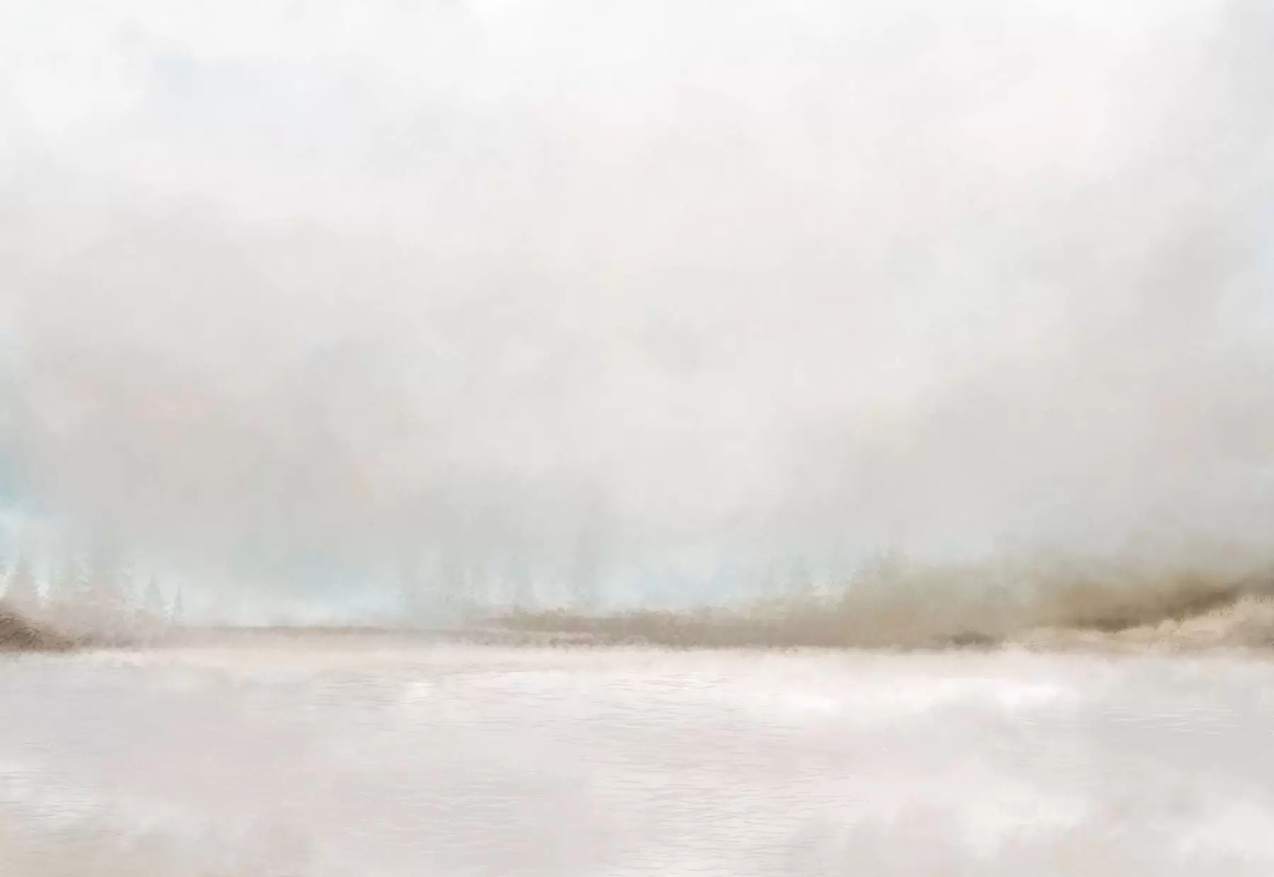 Fototapeedid Uduvihmane maastik järve ja metsaga w05319