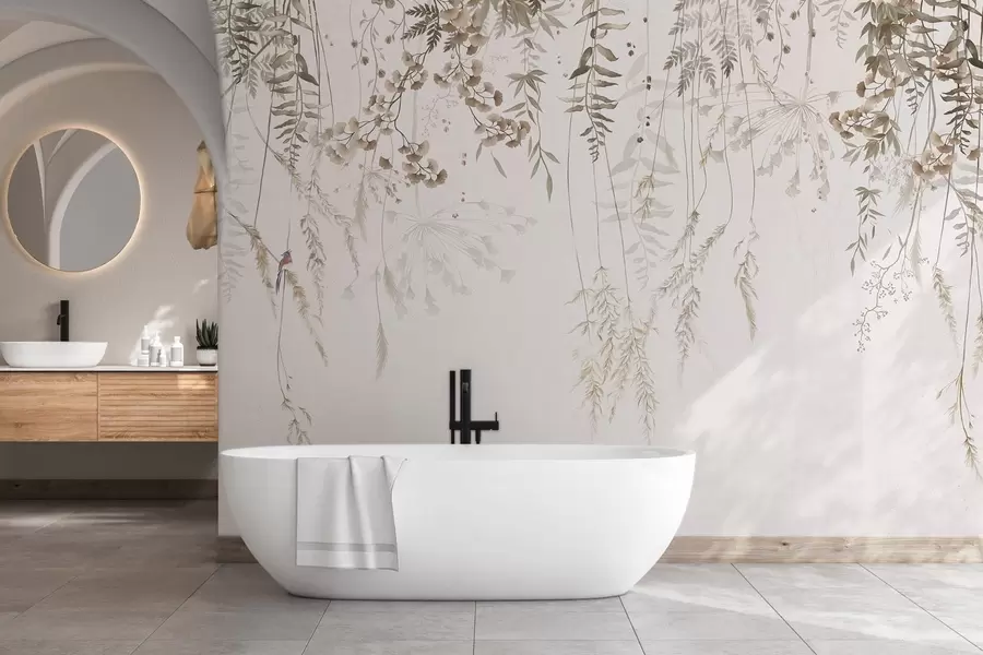 Fototapeedid Looduslike taimede riputamine heledale taustale w05320