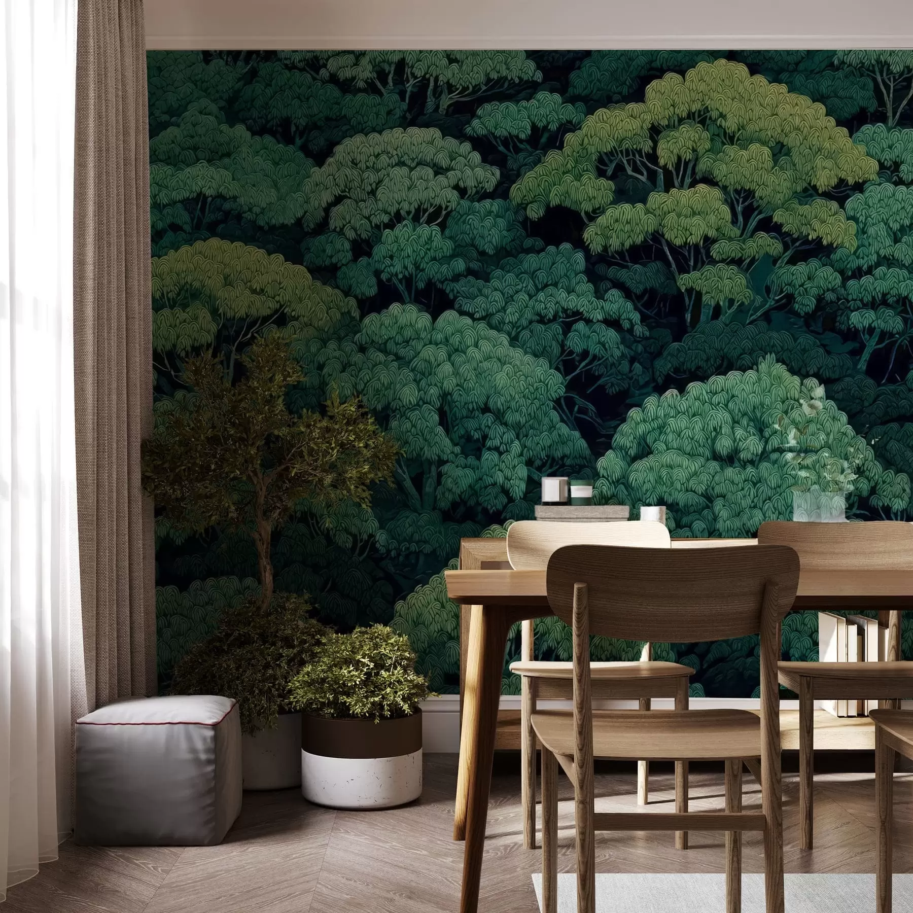 Fototapeedid Mosaiikrohelised puude võrad w05362