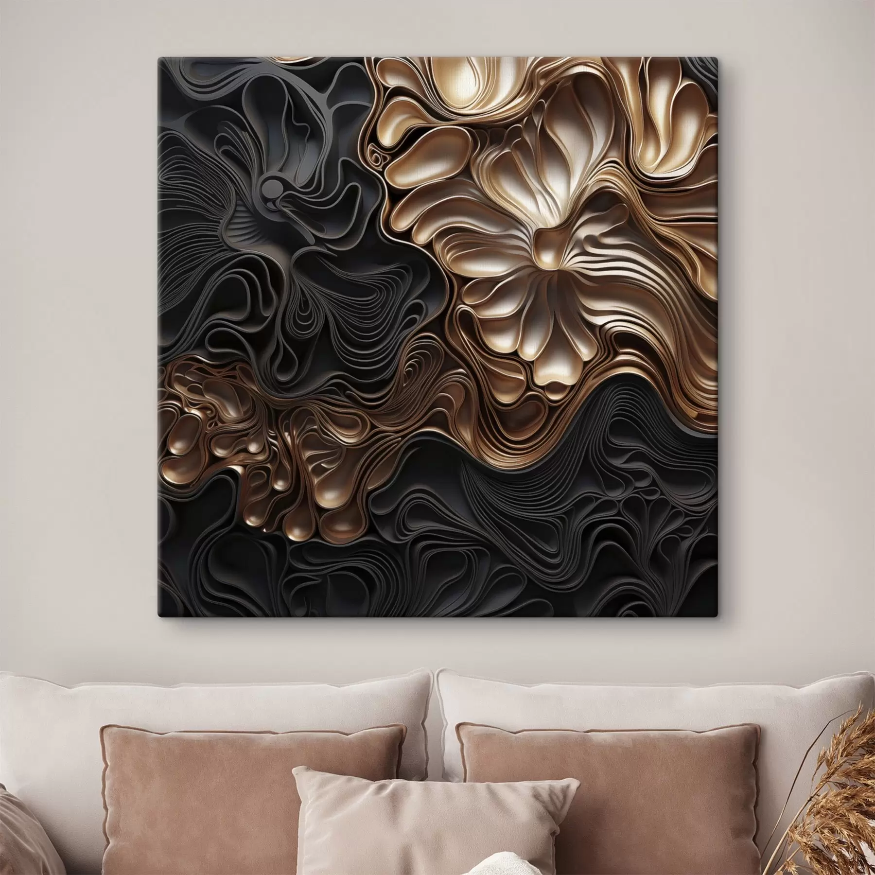 Pilt Abstraktsed, voolavad, orgaanilised tumedad kujundid, mis loovad tekstuurse kaasaegse kunsti s48383