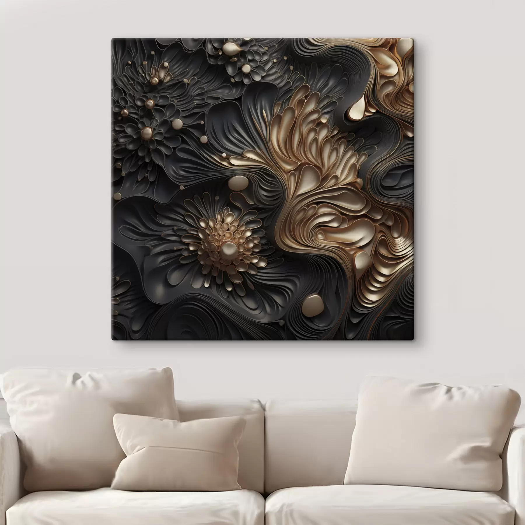 Pilt Abstraktsed, voolavad, orgaanilised tumedad kujundid, mis loovad tekstuurse kaasaegse kunsti s48384