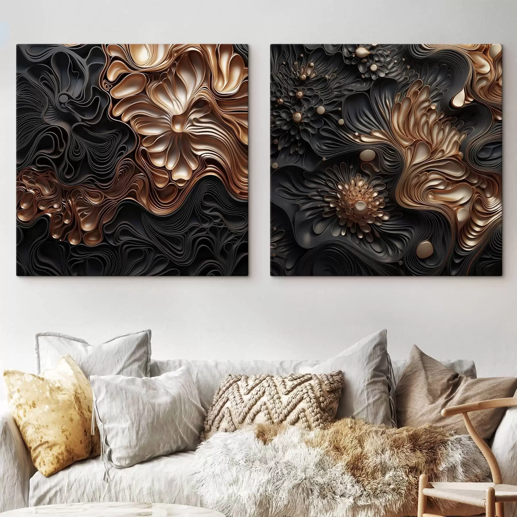 Pilt Abstraktsed, voolavad, orgaanilised tumedad kujundid, mis loovad tekstuurse kaasaegse kunsti m30196