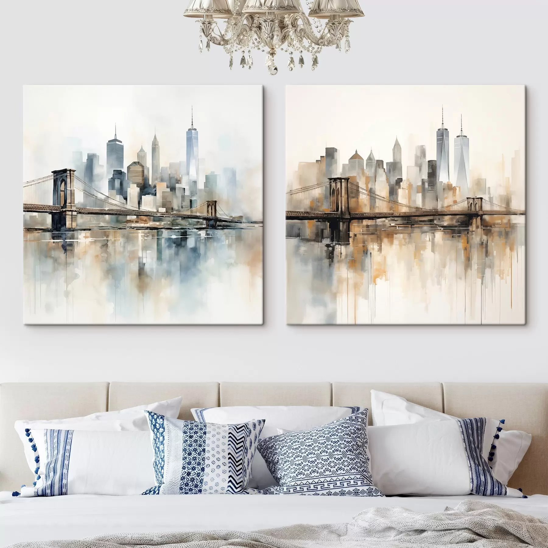 Pilt Abstraktne linnasiluett, akvarellimaalistiilis m30207