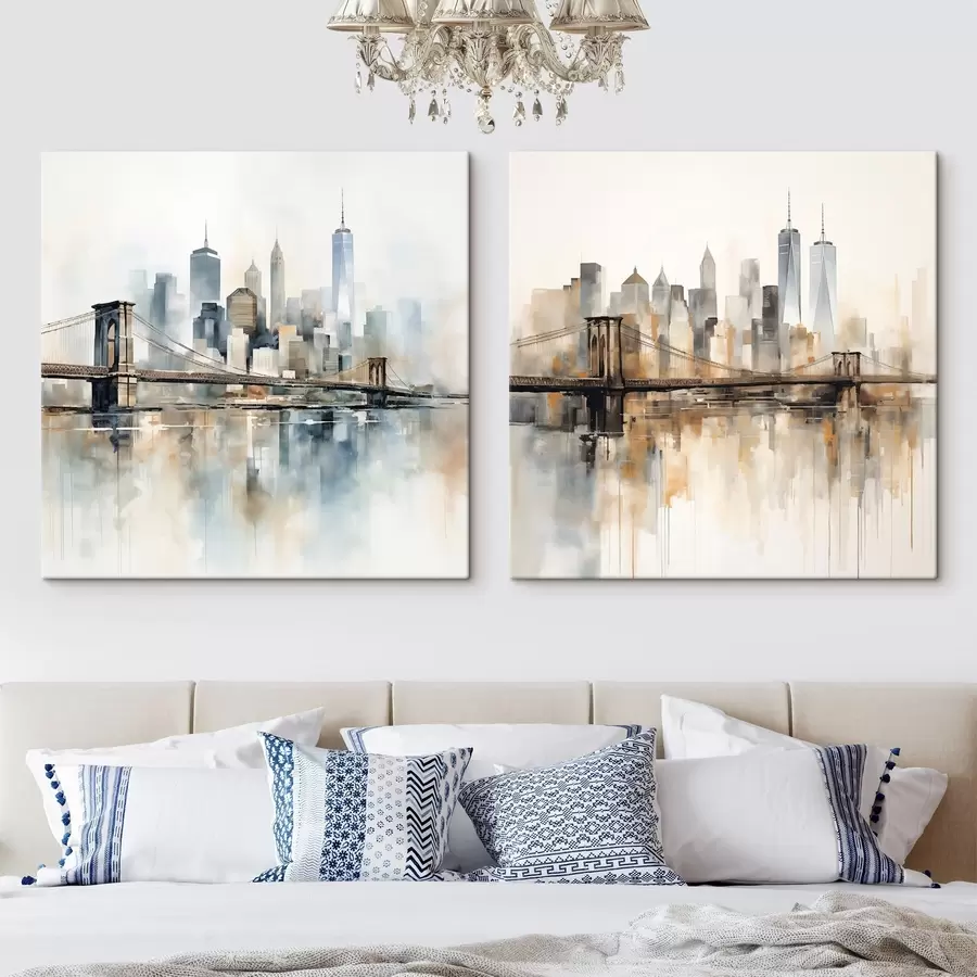 Fototapeedid Abstraktne linnasiluett, akvarellimaalistiilis m30207