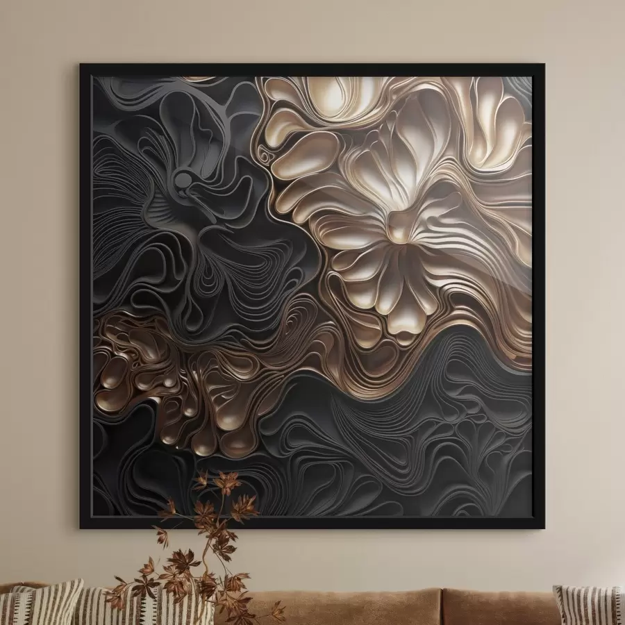 Fototapeedid Abstraktsed, voolavad, orgaanilised tumedad kujundid, mis loovad tekstuurse kaasaegse kunsti f48383