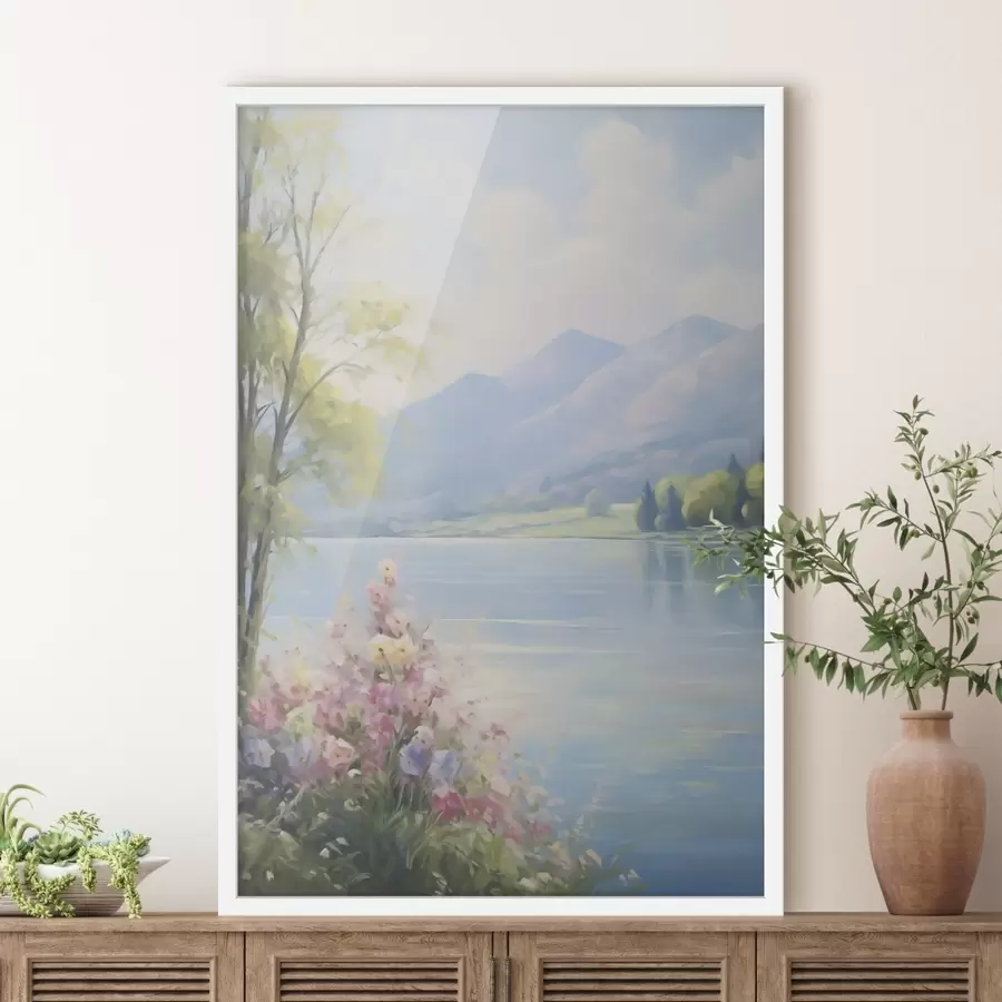 Fototapeedid Järvevaate imitatsioon maalil f48423