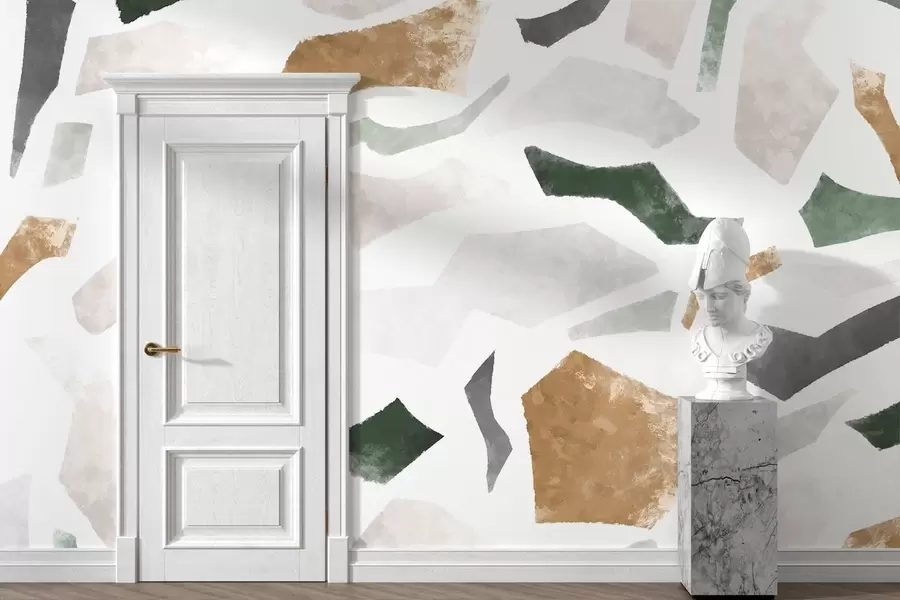 Fototapeedid Abstraktsed tekstuuriga fragmentid rohelistes ja beežides toonides w05146