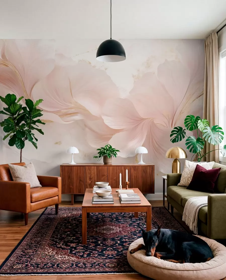 Fototapeedid Õrnad roosad lilled heledal taustal w05357