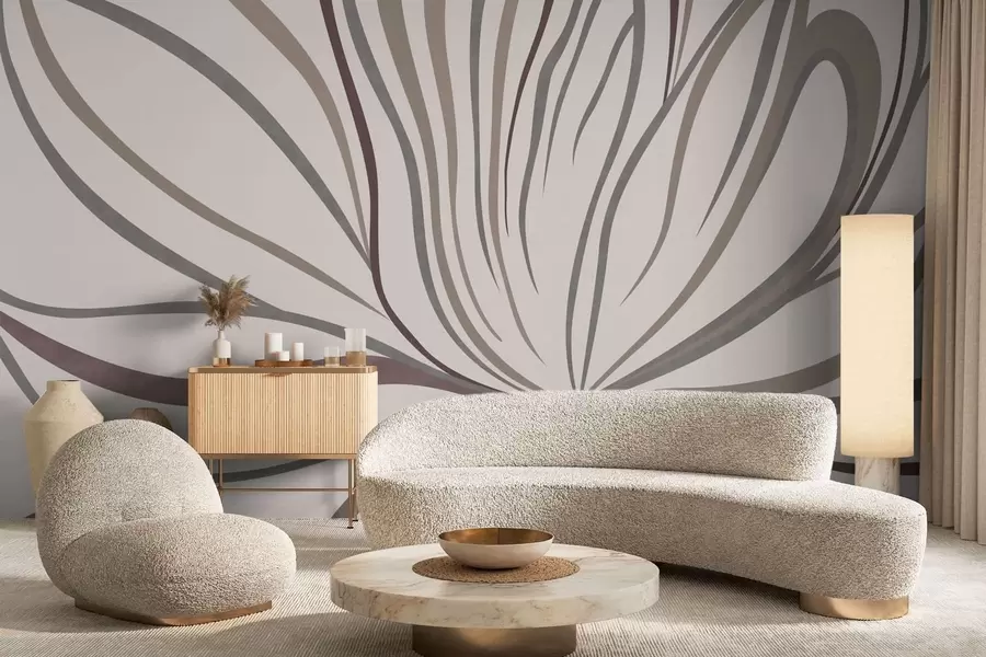 Fototapeedid Abstraktne lill halli ja roosa toonides joontega w05392