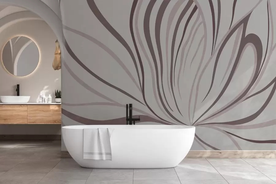 Fototapeedid Stiliseeritud lill pehmetes joontes roosa-beežides toonides w05392v1