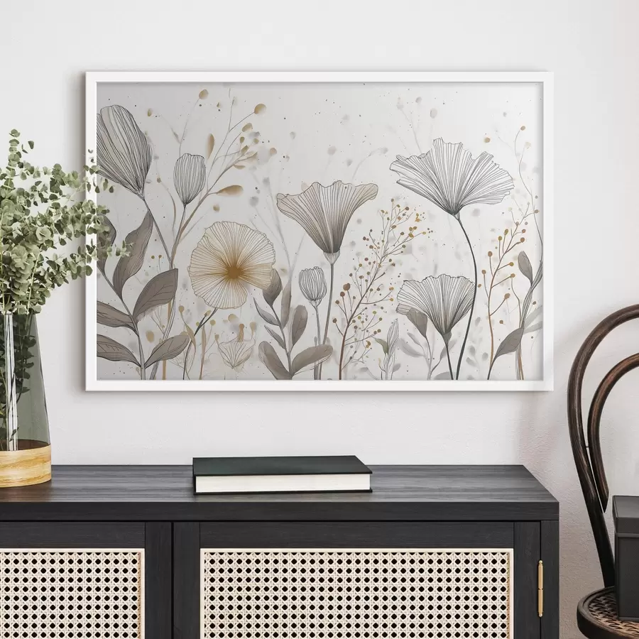 Fototapeedid Graafilised lilled ja rohi, minimalism f48484