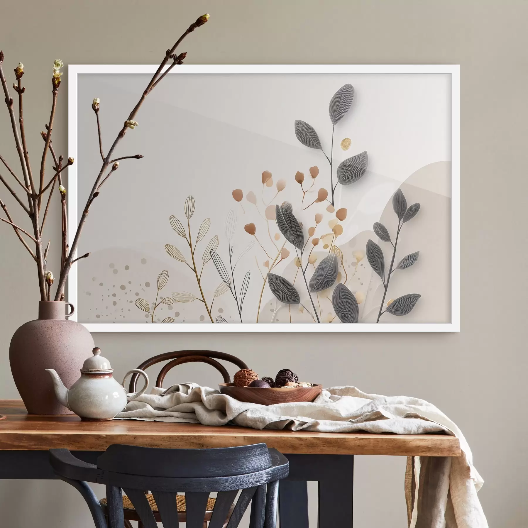 Fototapeedid Botaanika, minimalism, beežid lehed f48485