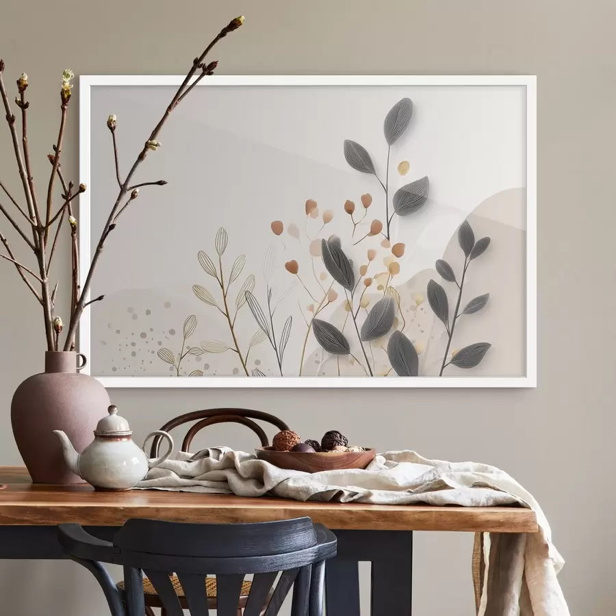 Fototapeedid Botaanika, minimalism, beežid lehed f48485