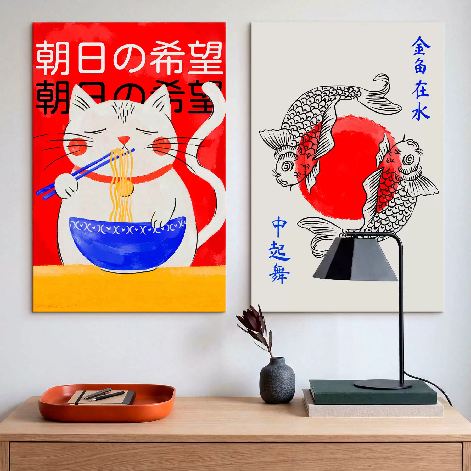 Pilt Diptych naise portreega ja kaunistuskaladega m30234