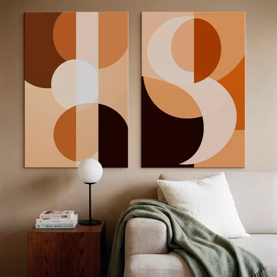 Pilt Abstraktsed geomeetrilised kujundid soojades toonides m30242